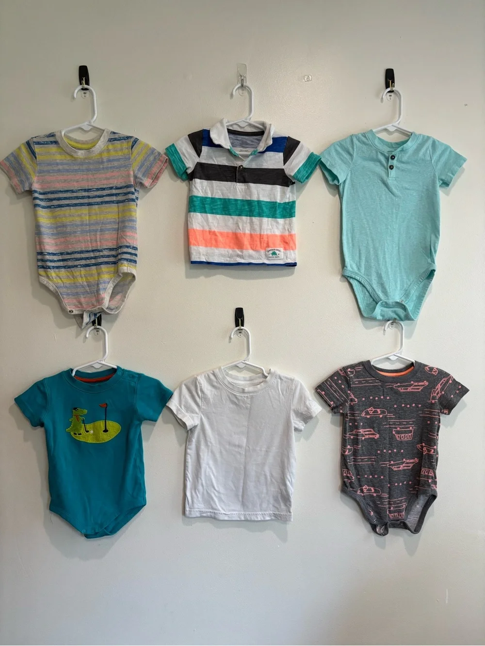 18 month summer t shirt baby boy bundle stripes neon colors